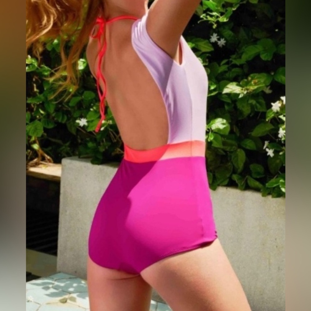 WET Swimwear | Jules One Piece Swimsuit | Open Back Swimsuit | UPF 50 | NWT